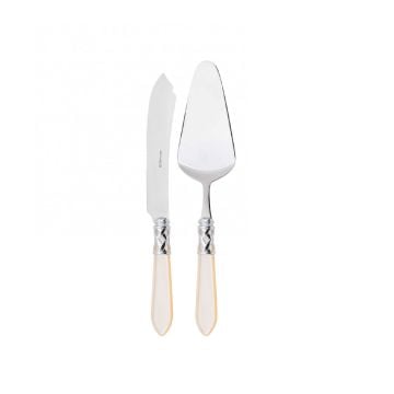 Bugatti Aladdin Chromed Ring Cake Servers Ivory, Set of 2