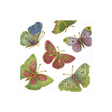 Caspari Jeweled Butterflies Luncheon Napkins, Set of 20