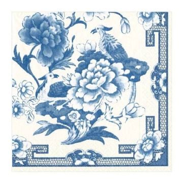 Caspari Blue and White Lunch Napkins, 16.5cm, Pack of 20