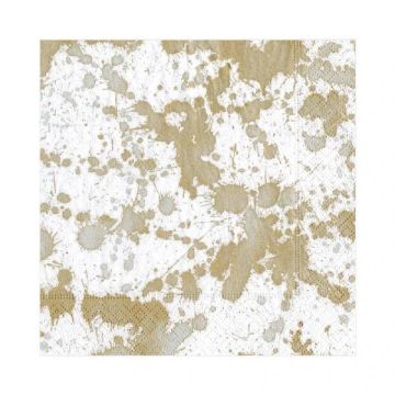 Caspari Splatterware Lunch Napkins, Gold, 16.5cm, Pack of 20