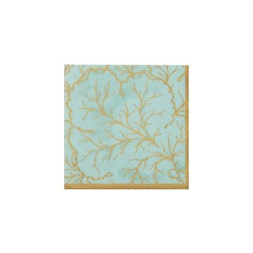 Caspari Gilded Majolica Saltwater Cocktail Napkins, Set of 20