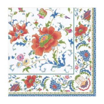 Caspari Chinese Ceramic Lunch Napkins, White, 16.5cm, Pack of 20