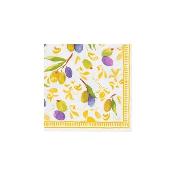 Caspari Mediterranean Dijon Cocktail Napkins, Set of 20