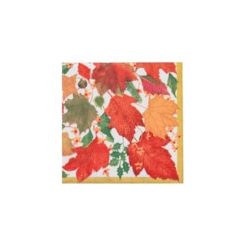 Caspari Swirling Leaves White Cocktail Napkins, Set of 20