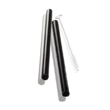 Gefu Glass Straw 4 pcs + Brush 18 cm, Black