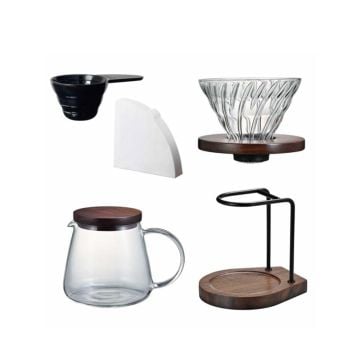 Hario Walnut Series V60 Pour Over Coffee Set