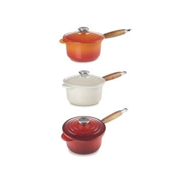 Le Creuset Cast Iron Saucepan with Wooden Handle
