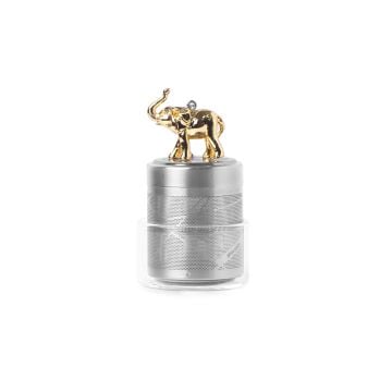 01LIV Cylinder Loose Leaf Tea Infuser with Glass Holder, Gold Elephant