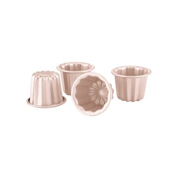 CHEFMADE Non-Stick Mini Cannelé Moulds 7cm, Set of 4