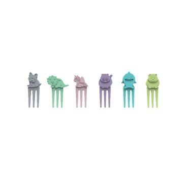 Melii Reusable Food Picks with Animal Designs, Set of  6