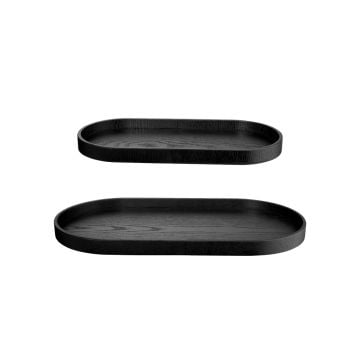 ASA Selection Wood Oval Tray, Black Matte