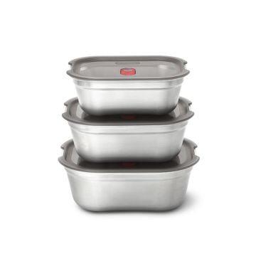 Black+Blum Microwaveable Multifunction Steel Food Boxes, Set of 3