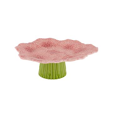 Bordallo Pinheiro Maria Flor Pink Dahlia Cake Stand, 28cm