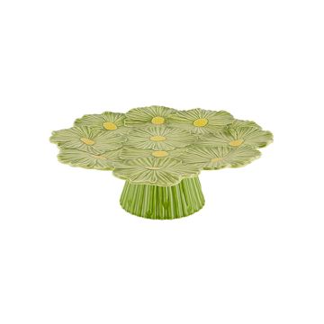 Bordallo Pinheiro Maria Flor Green Cosmos Cake Stand, 37cm