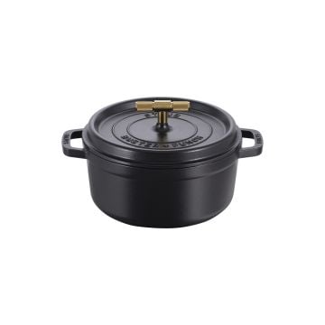 Staub Buster + Punch Cast Iron Round Casserole with Brass Knob, 24cm