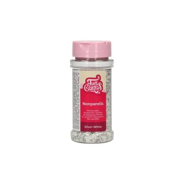 FunCakes Round Sprinkles Silver and White, 80g