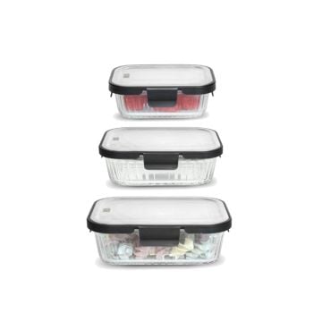 IRIS Glass Container with Stainless Steel Lid