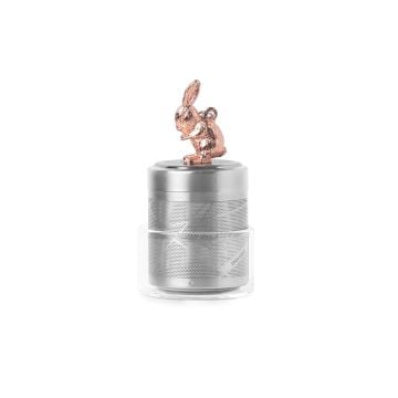 01LIV Cylinder Loose Leaf Tea Infuser with Glass Holder, Rose Gold Rabbit
