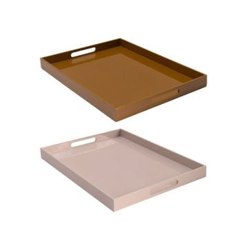 Mojoo Lux Rectangular Lacquer Tray with Handles, 37x49 cm