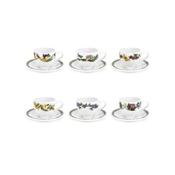 Portmeirion Botanic Garden Espresso Cups and Saucers, Set of 6