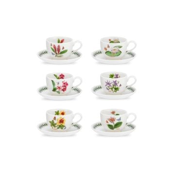 Portmeirion Exotic Botanic Garden Teacups and Saucers, Set of 6