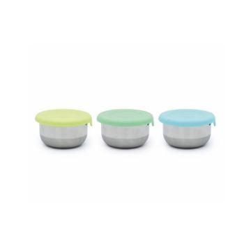 Melii Mini Stainless Steel Condiment Containers Blue Mint Lime, Set of 3