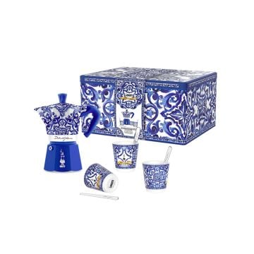 Bialetti Dolce & Gabbana Mediterranean Blue Moka Express Gift Box, Set of 7