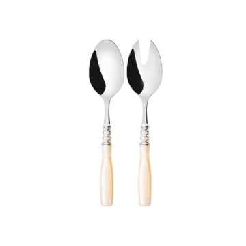 Bugatti Arianna Chromed Ring Salad Servers Ivory, Set of 2