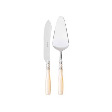 Bugatti Arianna Chromed Ring Cake Servers Ivory, Set of 2