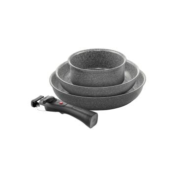 Ballarini Torre Frying Pans and Saucepan with Removable Handle, Set of 4