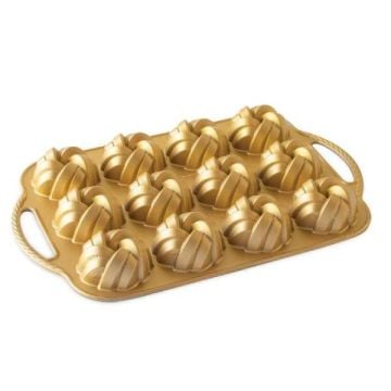 Nordic Ware 75th Anniversary Braided Mini Bundt Pan, 12 Cavities