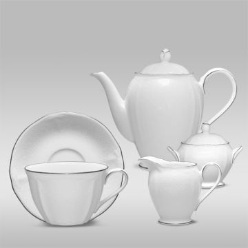 Noritake Princess Bouquet Platinum Tea Service, Set of 29