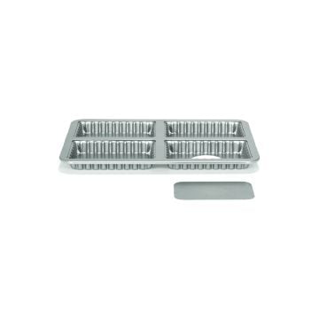 Patisse Silver Top Rectangular Quiche Pan, 4 Cavities