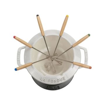 Staub Cast Iron Fondue Set, White Truffle
