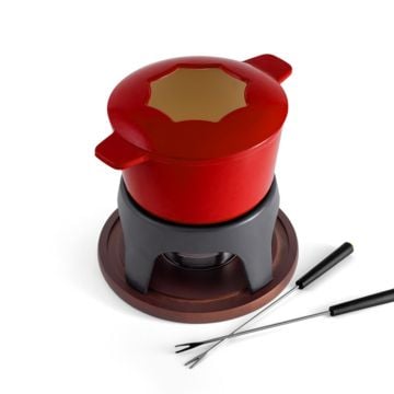 Swissmar Sierra Cast Iron Fondue Set, Cherry Red