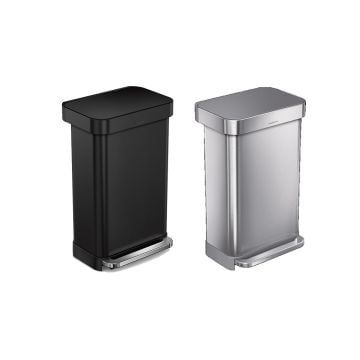 simplehuman Rectangular Pedal Bin with Liner Pocket, 45 L