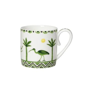 William Edwards Sultan's Garden Green Bird & Tiger Espresso Cups and Saucers, Set of 6