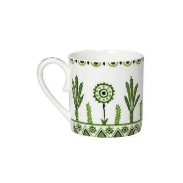William Edwards Sultan's Garden Green Palm Tree Espresso Cups and Saucers, Set of 6
