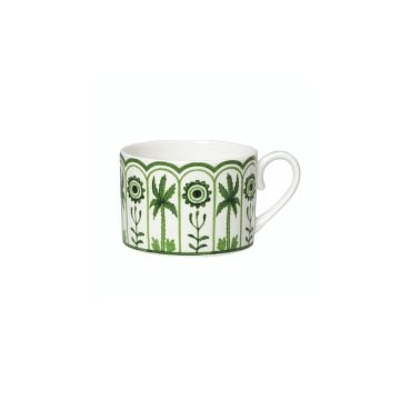 William Edwards Sultan's Garden Green Teacups and Saucers, Set of 6