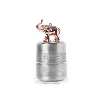 01LIV Cylinder Loose Leaf Tea Infuser with Glass Holder, Rose Gold Elephant