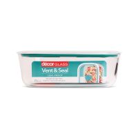 Décor Vent & Seal Oblong Glass Container, 1.5 L