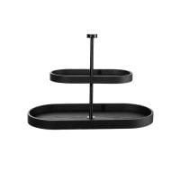 ASA Selection Wood 2-Tier Oval Etagere, Black Matte