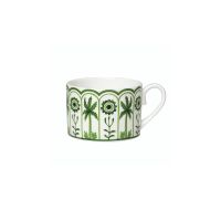 William Edwards Sultan's Garden Green Teacups and Saucers, Set of 6