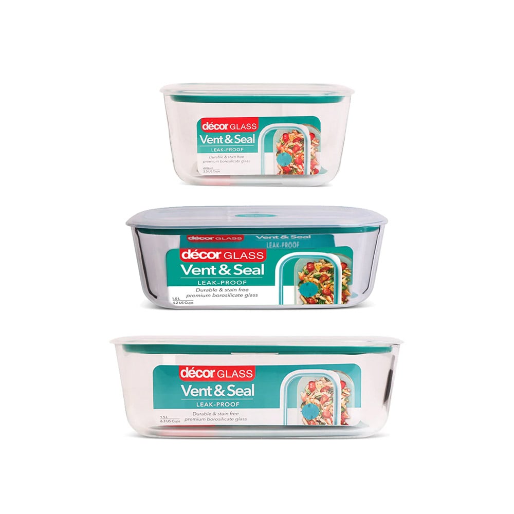 وعاء توضيب طعام زجاجي، مستطيل، فنت أند سيل، ديكور