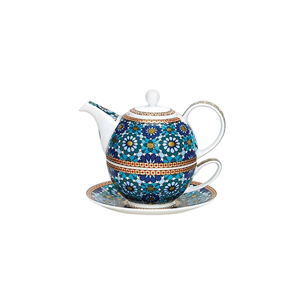 طقم فنجان وابريق شاي مدمج نقشة عشتار، تي فور ون، دونون