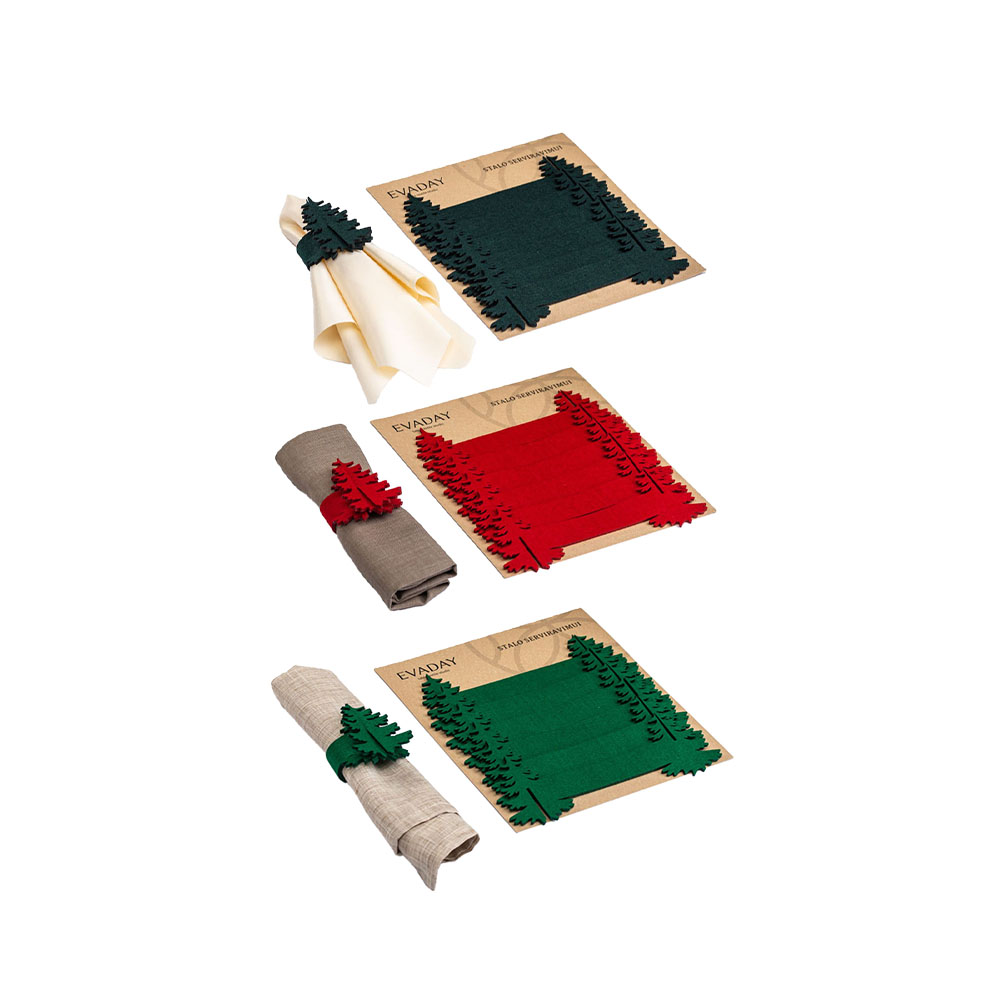 EVADAY Christmas Tree Napkin Rings, Set of 6