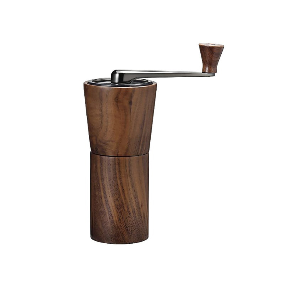 مطحنة قهوة يدوية بني خشبي داكن، هاريو