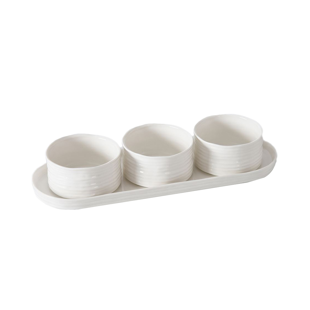 Pampa Bay Le Blanc Snack Bowls & Serving Tray, Set of 4