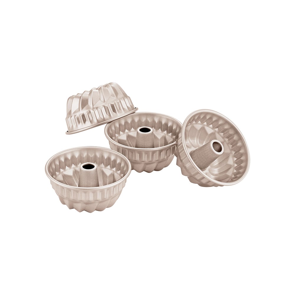 CHEFMADE Non-Stick Mini Bundt Cake Pans 10cm, Set of 4