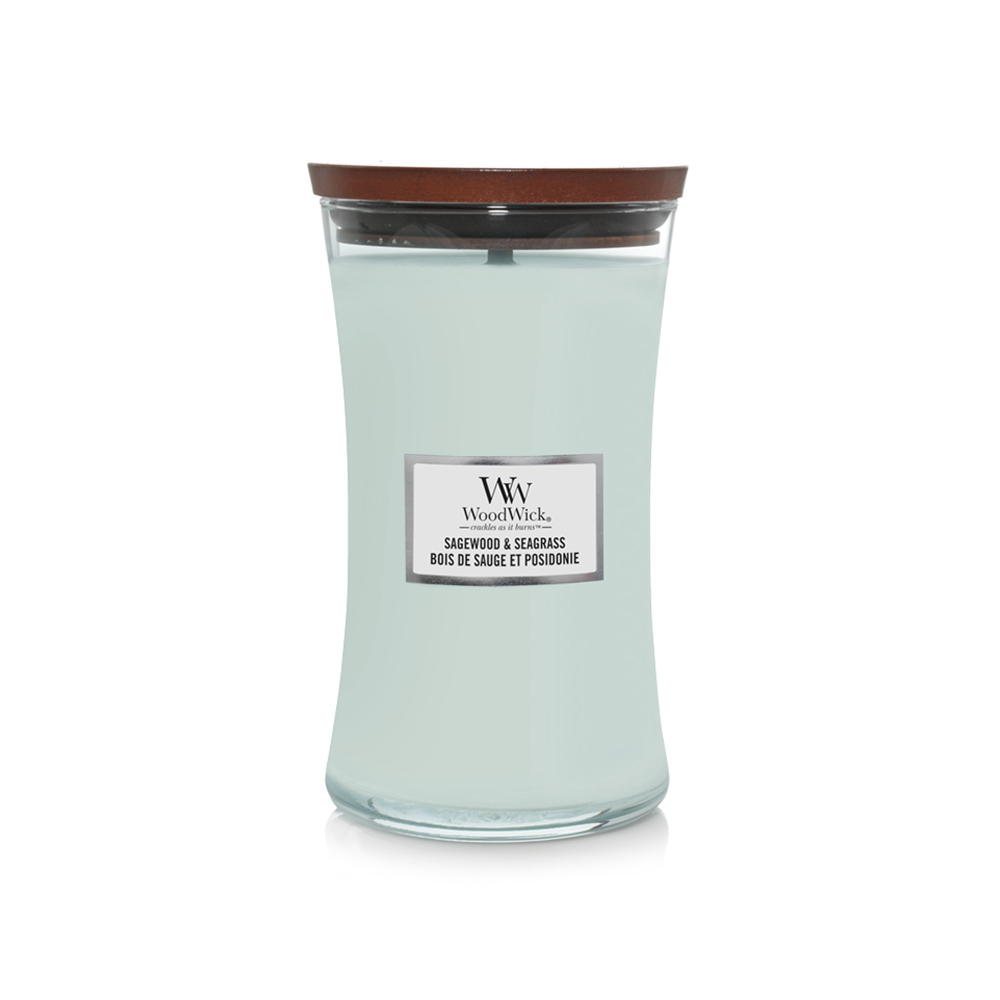 شمعة معطرة، حجم كبير، خشب ميرمية وأعشاب بحرية، أورجلاس، وودويك 